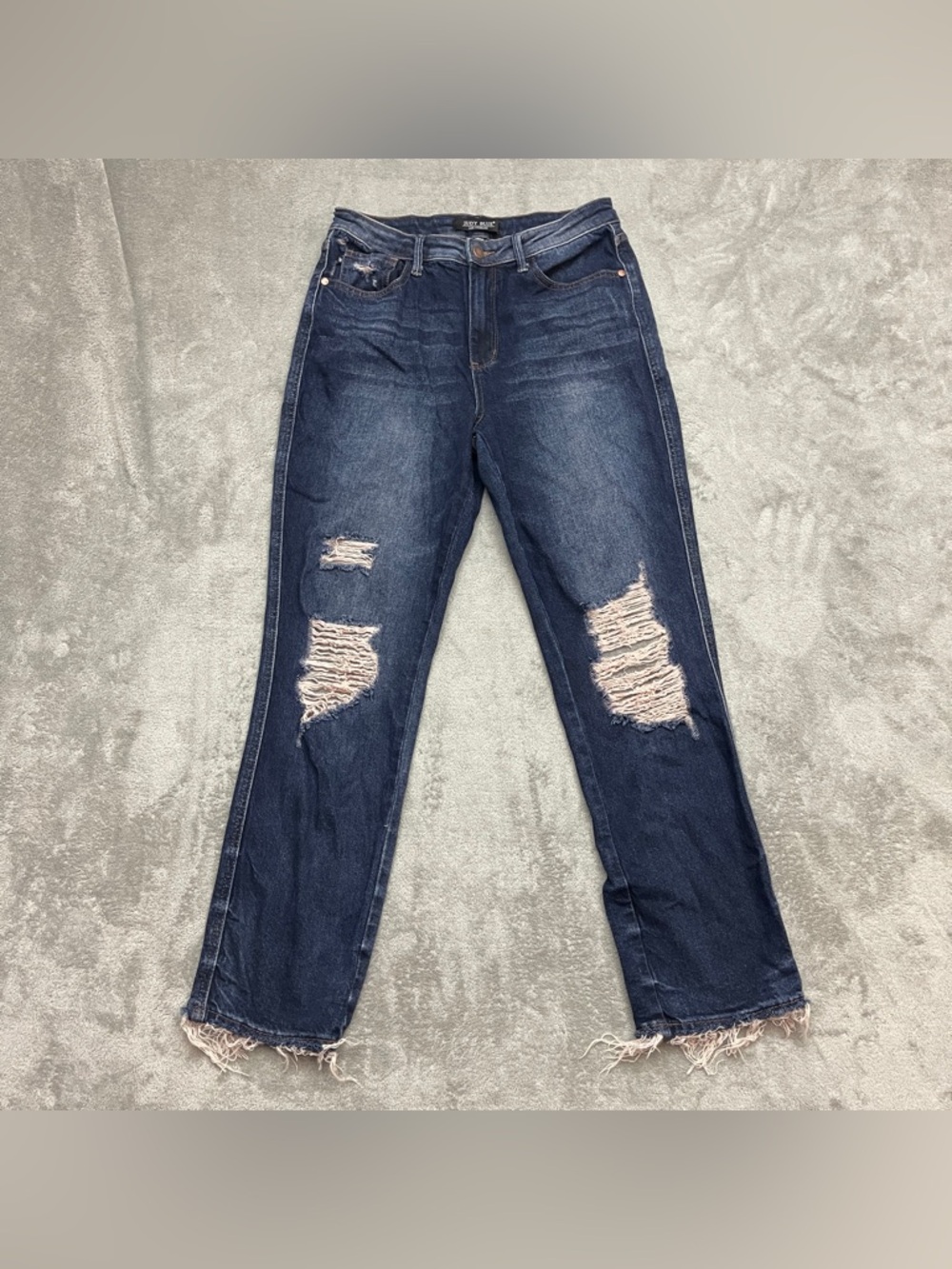 Judy Blue Skinny Fit Distressed Frayed Hem Jeans Blue JB88819DK Size 9/29